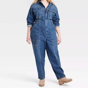 Women's Long Sleeve Denim Jumpsuit - Universal Thread (size 26)
